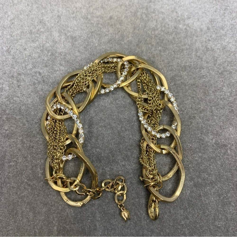 GOLD tone chain cubic zirconia braided bracelet